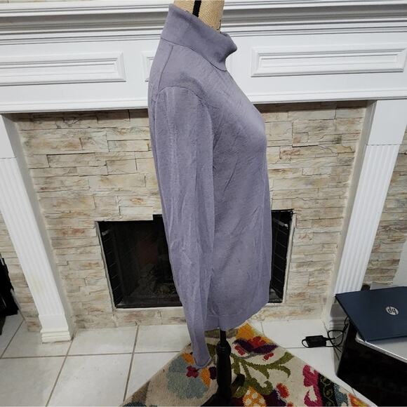 COS silver Grey slightly sheer‎ finely woven mock turtleneck sweater size large - Picture 2 of 6